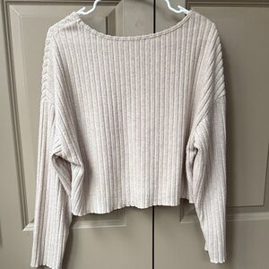 Women's Cream Ribbed Sweater